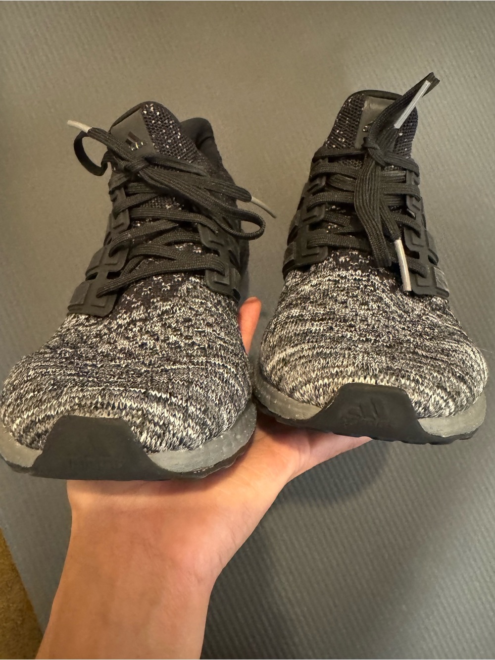 Adidas Knit Gray & Black Ultraboost Sneakers - Picture 8 of 14